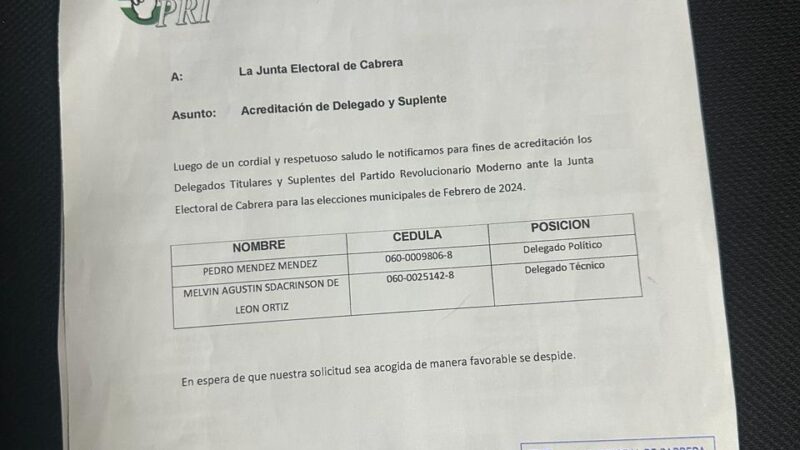 PRM y candidato a alcalde en Cabrera presentan denuncia penal por falsedad y uso de documentos falsos en proceso electoral