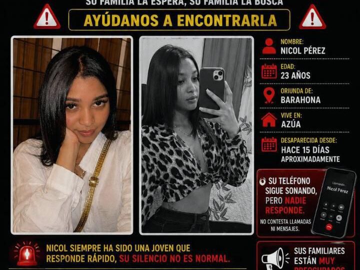 Familiares buscan a joven desaparecida hace 15 días entre Azua y Barahona